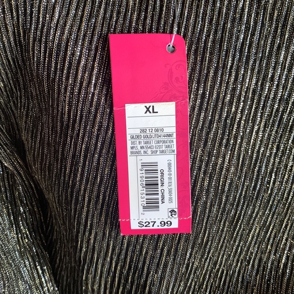 Xhilaration Gilded Gold Black Long Sleeve Dress Lined - Picture 3 of 3